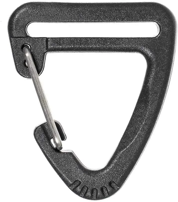West Coast Paracord Black Plastic Triangle Carabiner Clips with Strap Slit