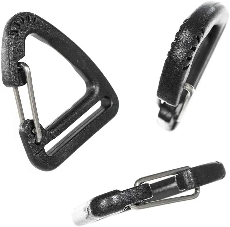 West Coast Paracord Black Plastic Triangle Carabiner Clips with Strap Slit