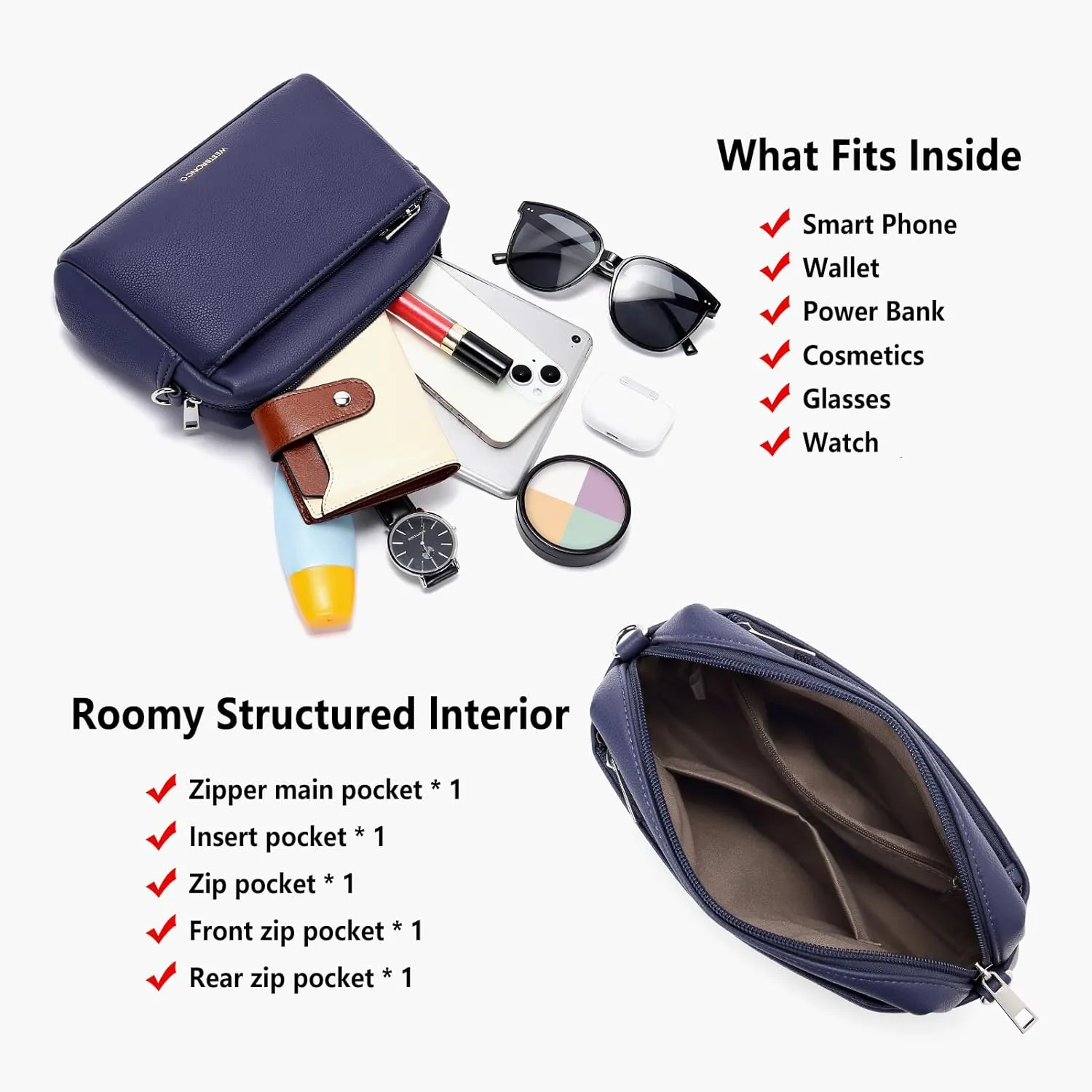 WESTBRONCO Small Crossbody Bags for Women, Shoulder Handbags, Satchel Purse with Adjustable Strap