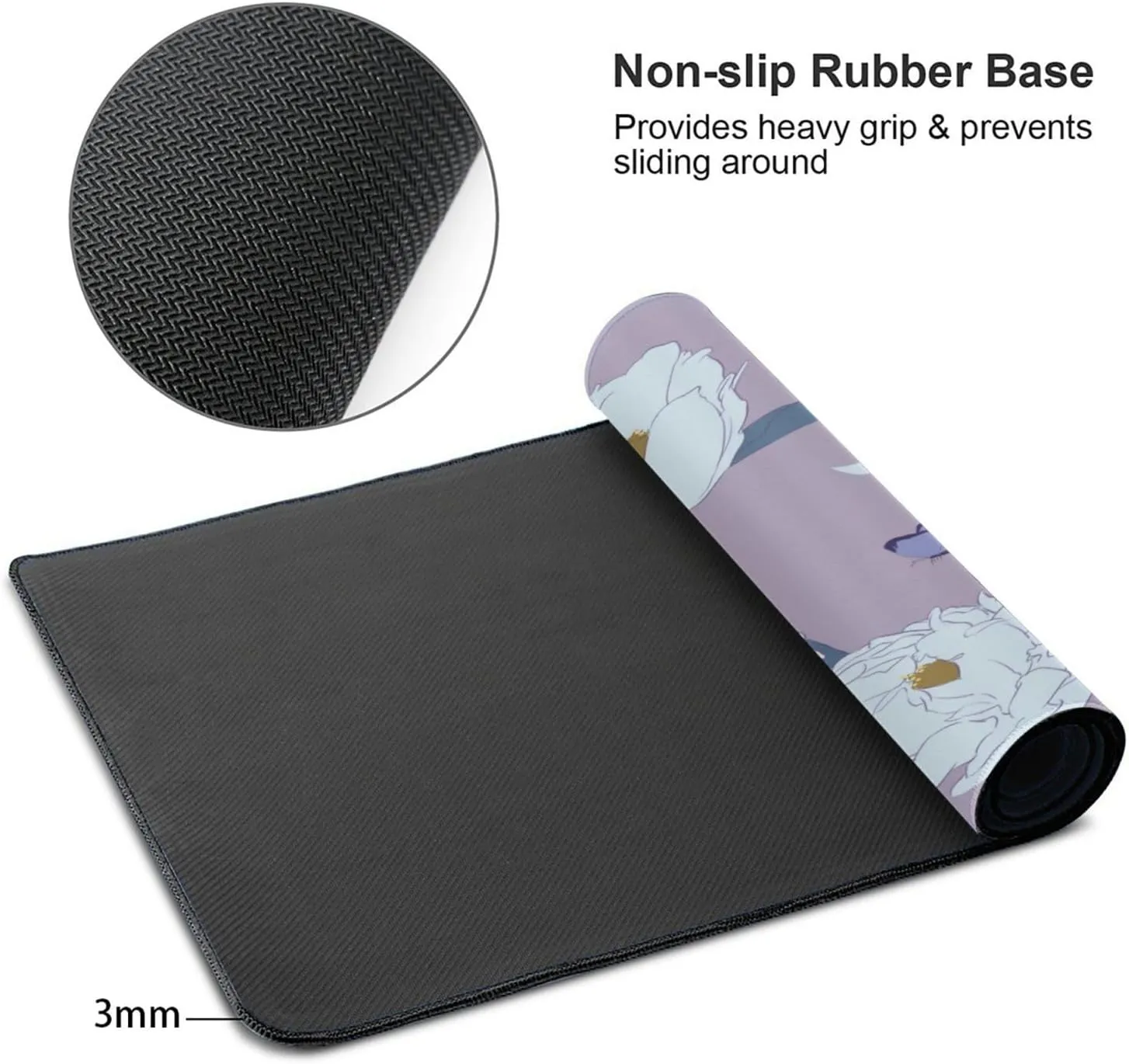 White Peony Non-Slip Desk Pad,Mouse Pad,Waterproof PVC Desk Table Protector, Easy Clean Laptop Desk Writing Mat for Office Work/Home/Decor