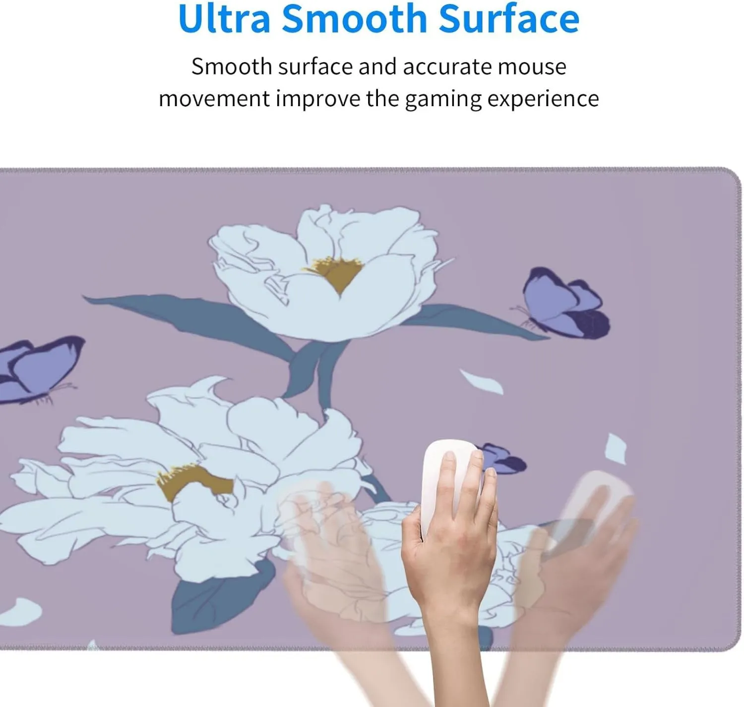 White Peony Non-Slip Desk Pad,Mouse Pad,Waterproof PVC Desk Table Protector, Easy Clean Laptop Desk Writing Mat for Office Work/Home/Decor