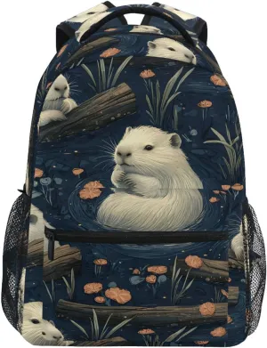 White Sea Otter Pond Backpack 3rd 4th 5th Grade School Bookbag Travel Laptop Daypack Bag Purse for Boys Girls Teens