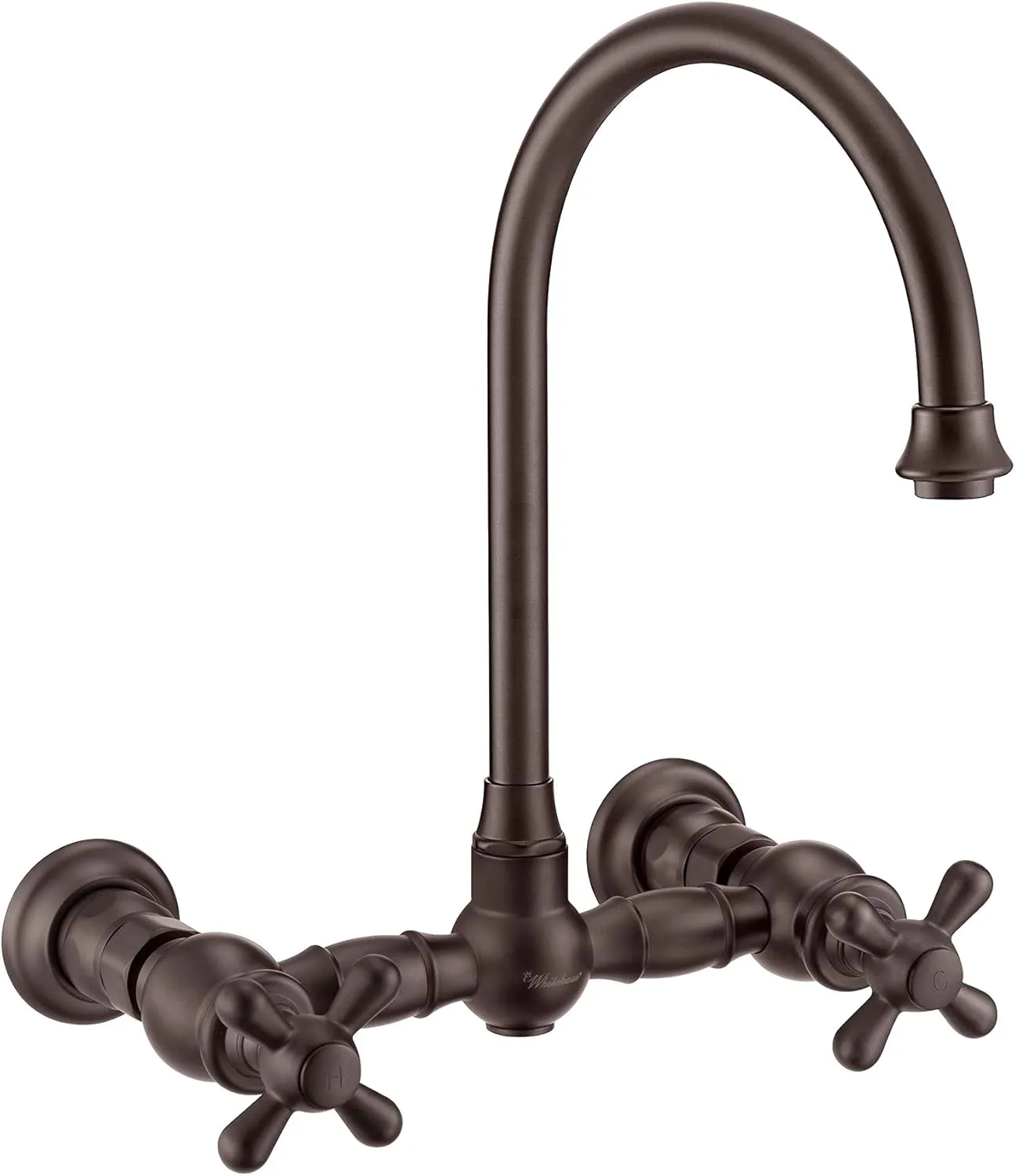 Whitehaus Kitchen Faucet; Brass Construction, Gooseneck, Cross Handles, Side Spray; Rubbed Bronze