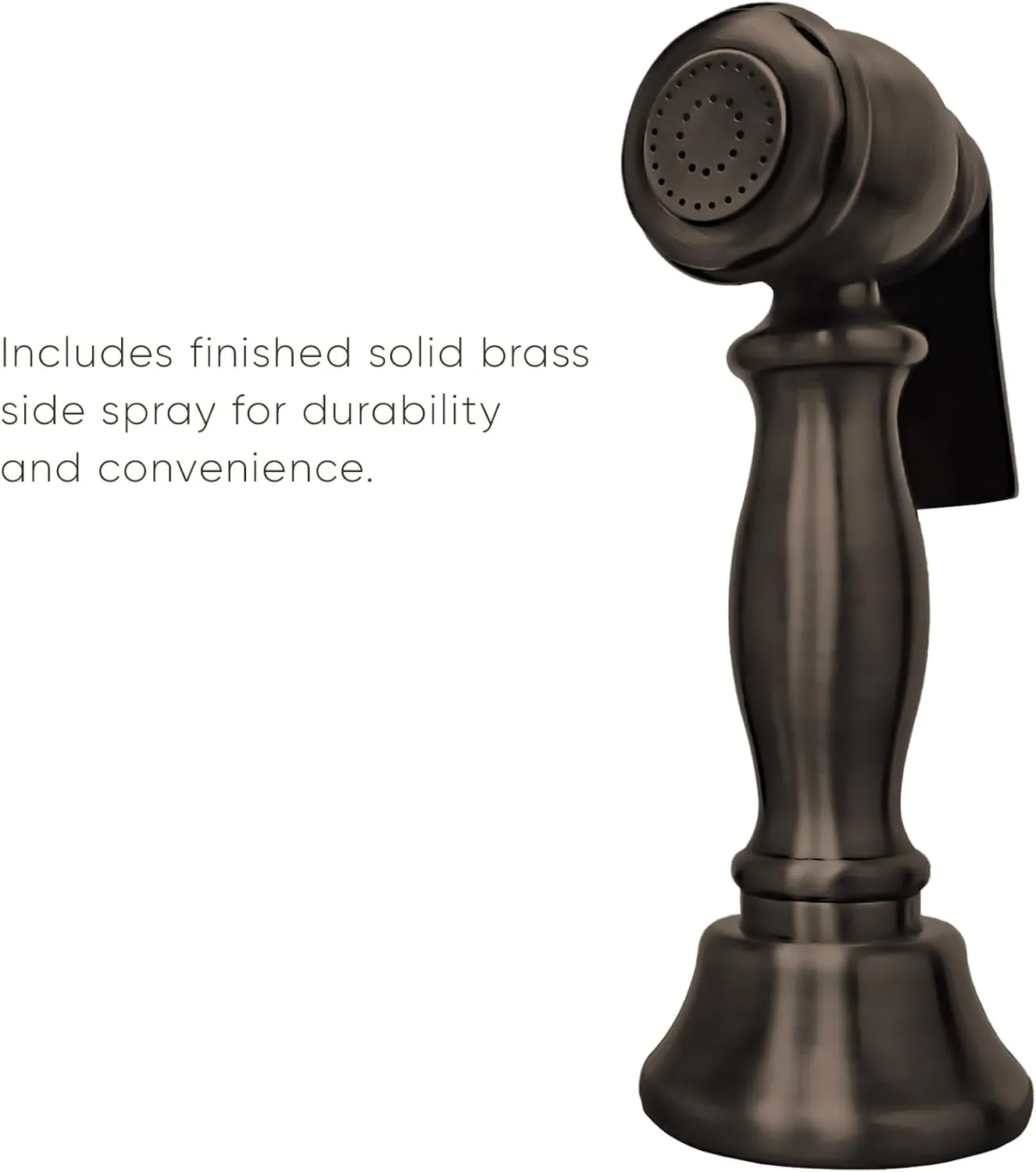 Whitehaus Kitchen Faucet; Gooseneck Swivel Spout, Cross Handles, Brass Side Spray; Oil Rubbed Bronze