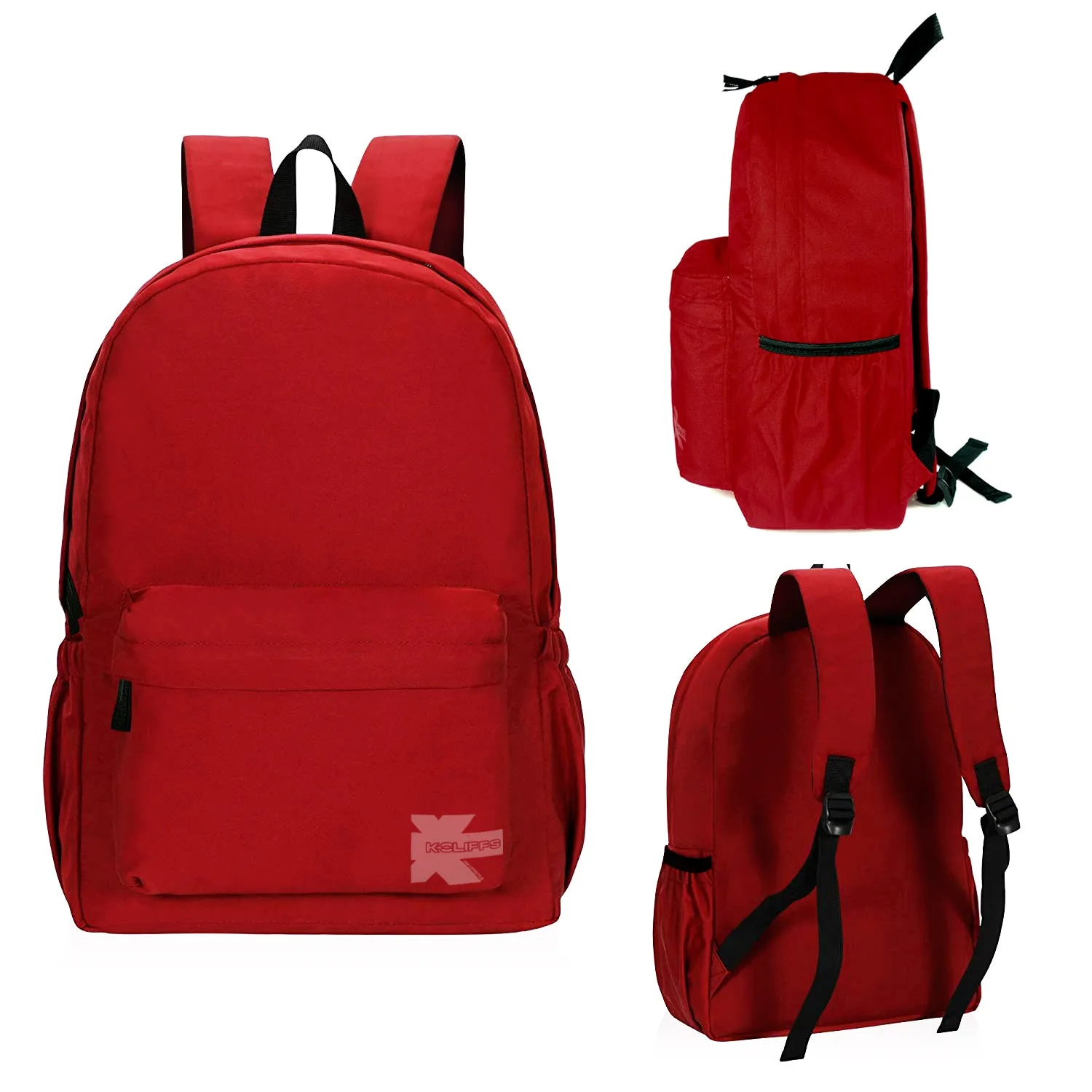 Wholesale Case Lot: 25 pcs Basic 18" School Backpack Simple Student School Bag Lightweight  |||   25 PACKS | $7.99 PER PACK