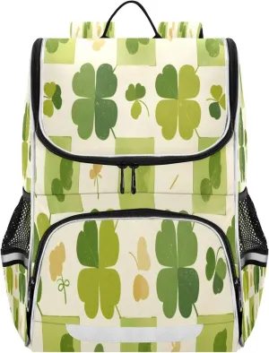 Wide Open Laptop Backpack for Women&Men Four Leaf Clover Shoulder Bag School Bookbag Casual Daypack