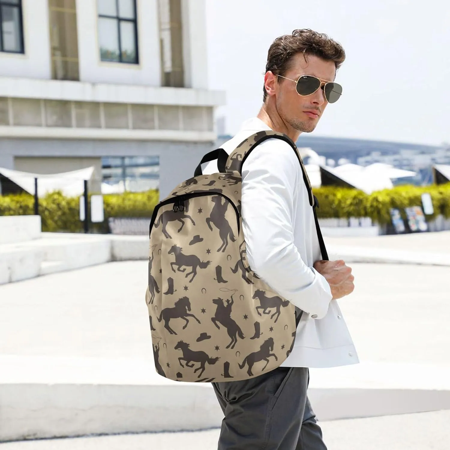 Wild West Cowboy Laptop Backpack Travel Hiking Camping Work Computer Back Packs Book Bags for Women Men