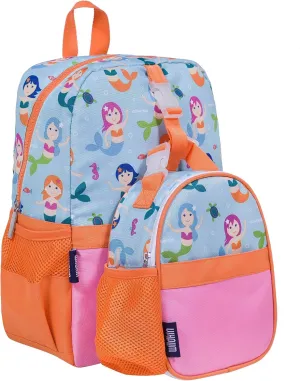 Wildkin Pack-it-All Kids Backpack Bundle with Clip-in Lunch Box (Mermaids)
