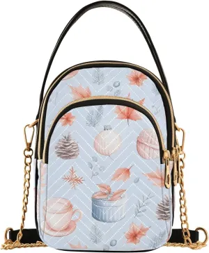 Winter Pine Cones Leaf Small Crossbody Bags for Women Adjustable Strap Purses Travel Handbags 20859452