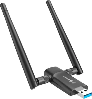 Wireless USB WiFi Adapter for PC - Nineplus 1300Mbps Dual 5Dbi Antennas 5G/2.4G WiFi Adapter for Desktop PC Laptop Windows11/10/8/7/Vista/XP, Wireless Adapter for Desktop Computer Network Adapters