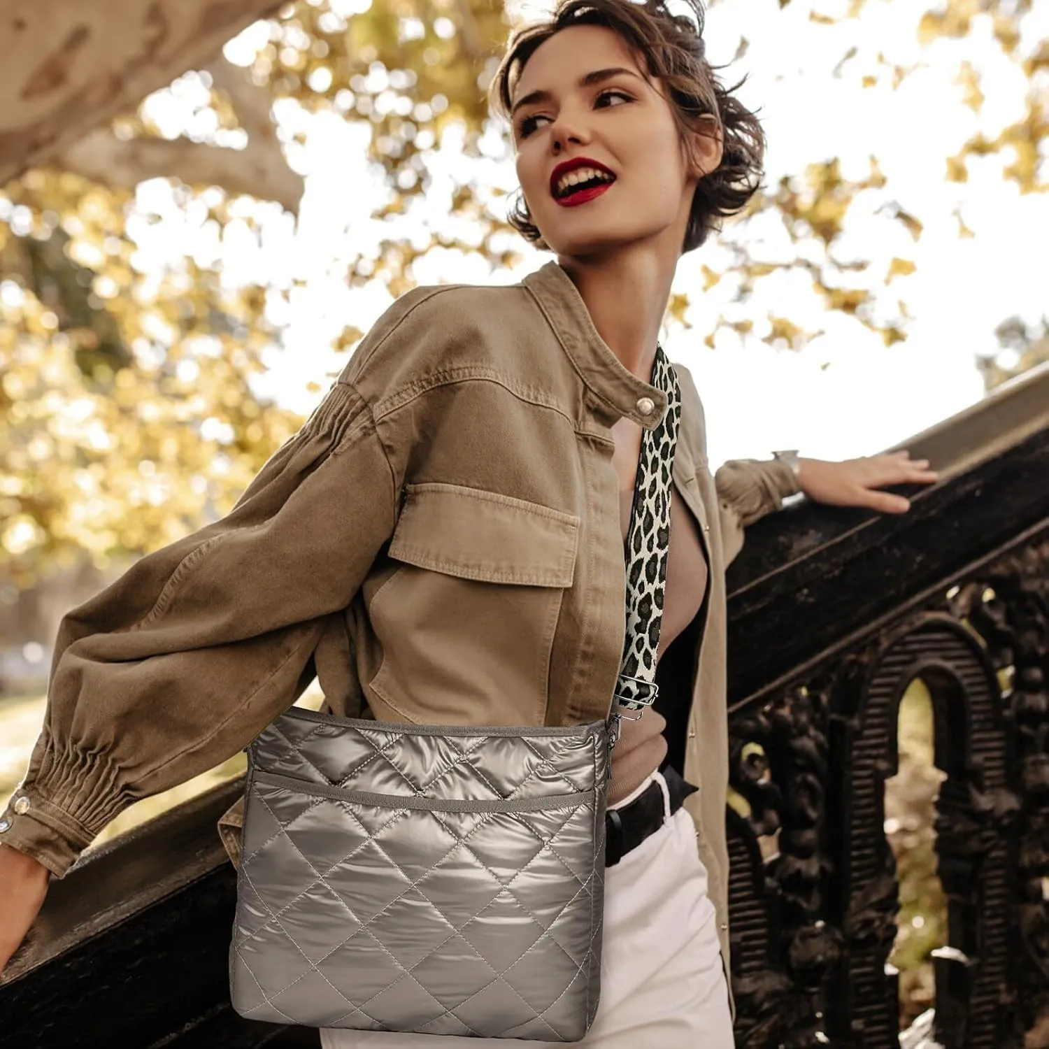 WiseBoy Quilted Crossbody Bag, Puffy Crossbody Purses with Wide Strap, Cotton Quilted Shoulder Bags for Women