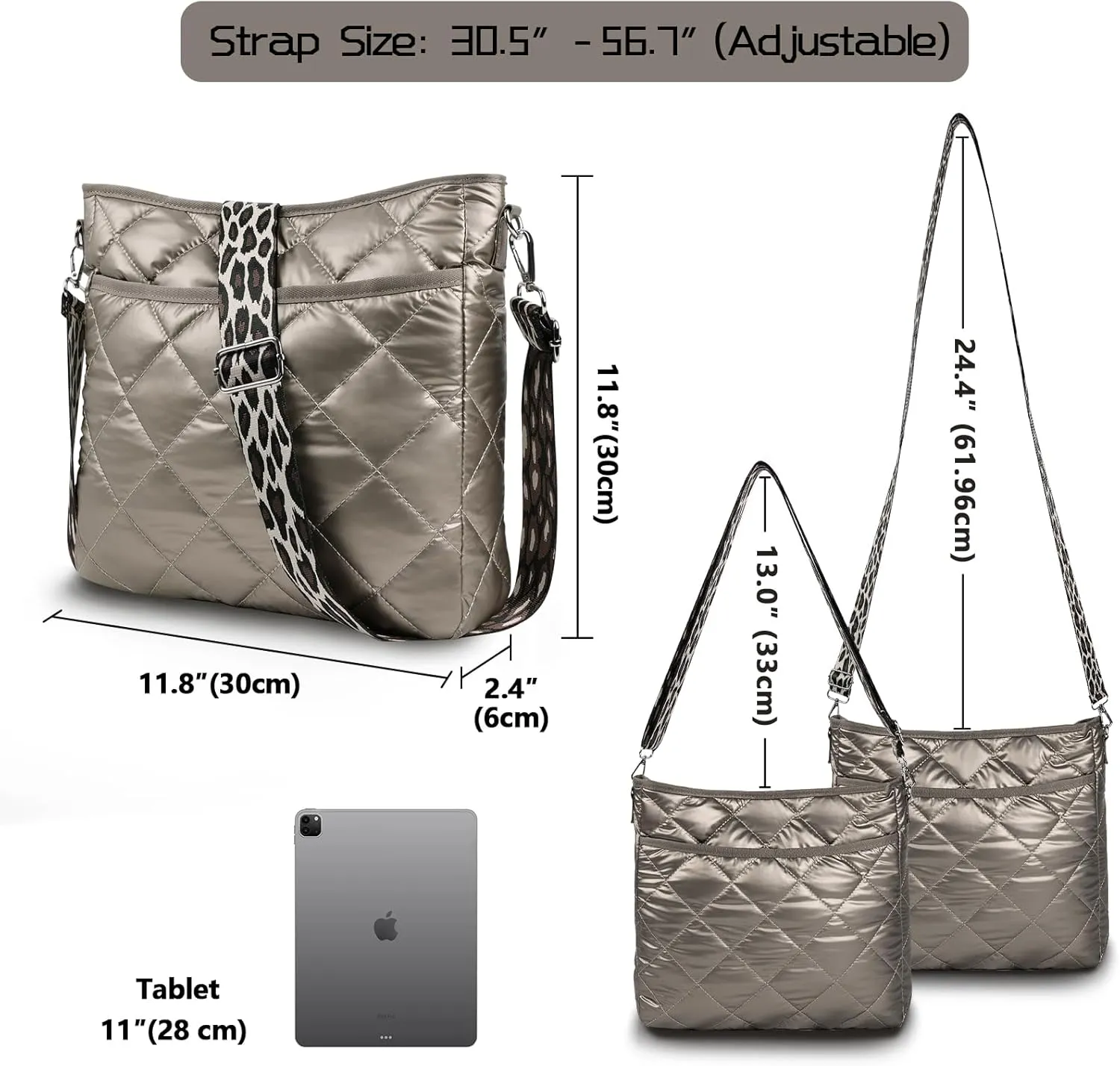 WiseBoy Quilted Crossbody Bag, Puffy Crossbody Purses with Wide Strap, Cotton Quilted Shoulder Bags for Women