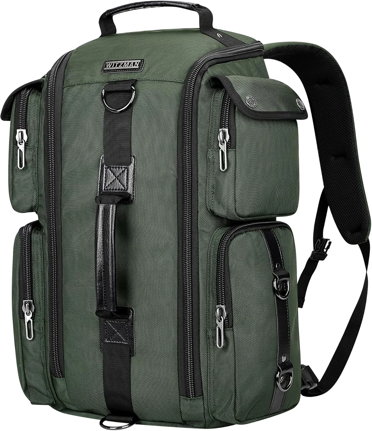 WITZMAN Travel Backpack for Men Carry On Backpack Duffel Bag Large Capacity Laptop Backpack 17 Inch (6695 Army Green)