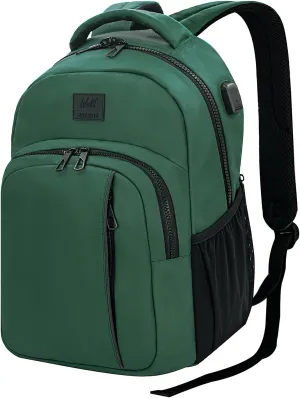 WOLT Laptop Backpack for Men Women for 15.6 Inch and 17 Inch Notebook, Travel Backpack Carry On Flight Approved with Computer Compartment, College Bookbag with USB Charging Port (Green)