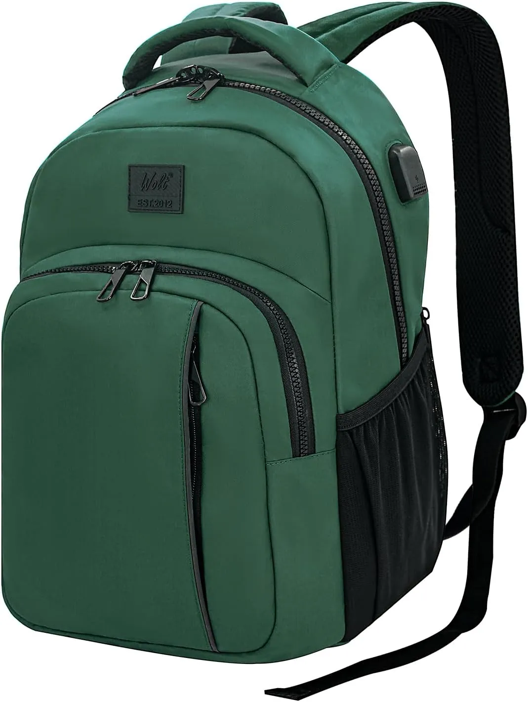 WOLT Laptop Backpack for Men Women for 15.6 Inch and 17 Inch Notebook, Travel Backpack Carry On Flight Approved with Computer Compartment, College Bookbag with USB Charging Port (Green)