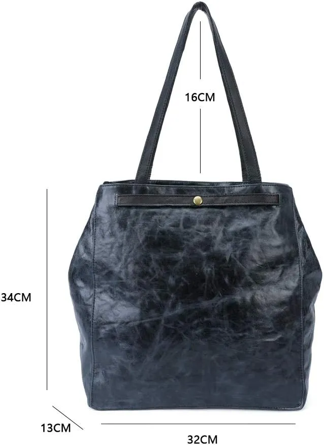 Women Genuine Leather Tote Bag Shoulder Bag Satchel Handbag with Top Handles