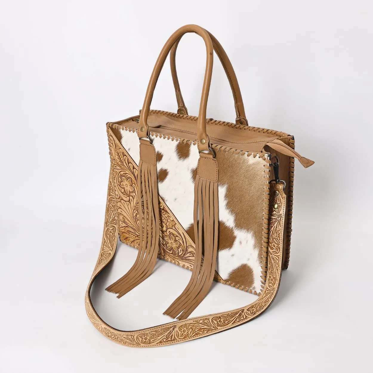 Women Natural Cowhide Leather Hand Bag With Adjustable Detachable Strap | Leather Handbag | Purse | Side Sling Bag