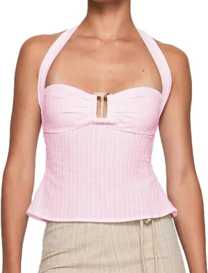 Women Sexy Tie Back Sweetheart Neck Halter Top Casual Sleeveless Criss Cross Strap Backless Ruched Crop Tank Top