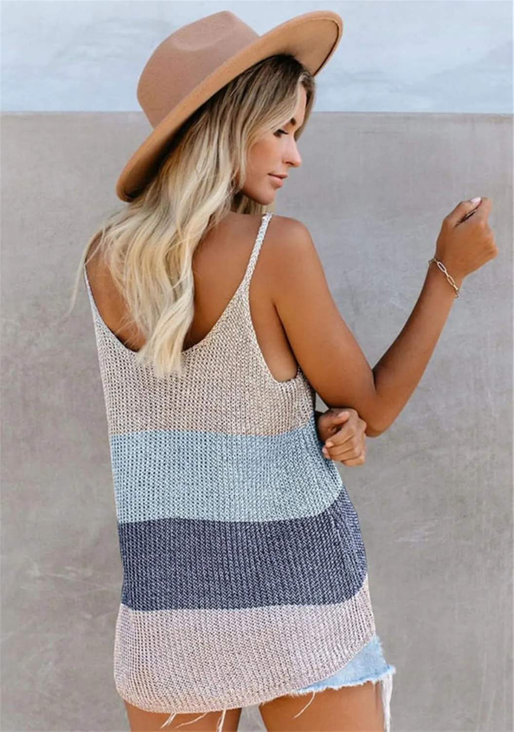 Women Summer Spaghetti Strap Tank Tops Vacation Modest Blouse Lightweight Solid Color T-Shirt