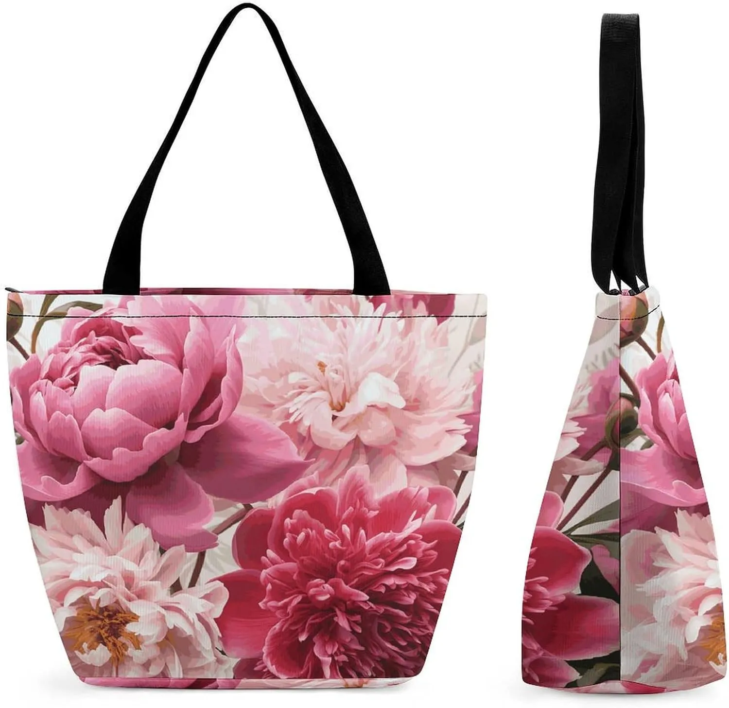 Women Tote Bags with Handles Botanical Floral Shoulder Bag with Zipper Handbags Shopping Bags Travel Bag Beach Bag Reusable Grocery Bag for Swim Holiday Gift