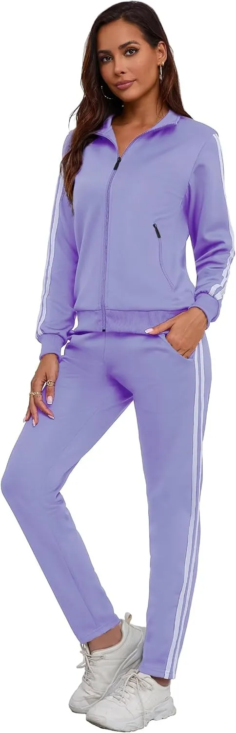 Women's 2 Piece Tracksuit Long Sleeve Track Suits Full Zip Lounge Set Sweatsuits Outfits