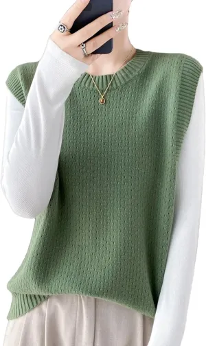 Women's Cashmere Vest Knitted Sweater Tank Top Spring Autumn Sleeveless Sweater Pullover