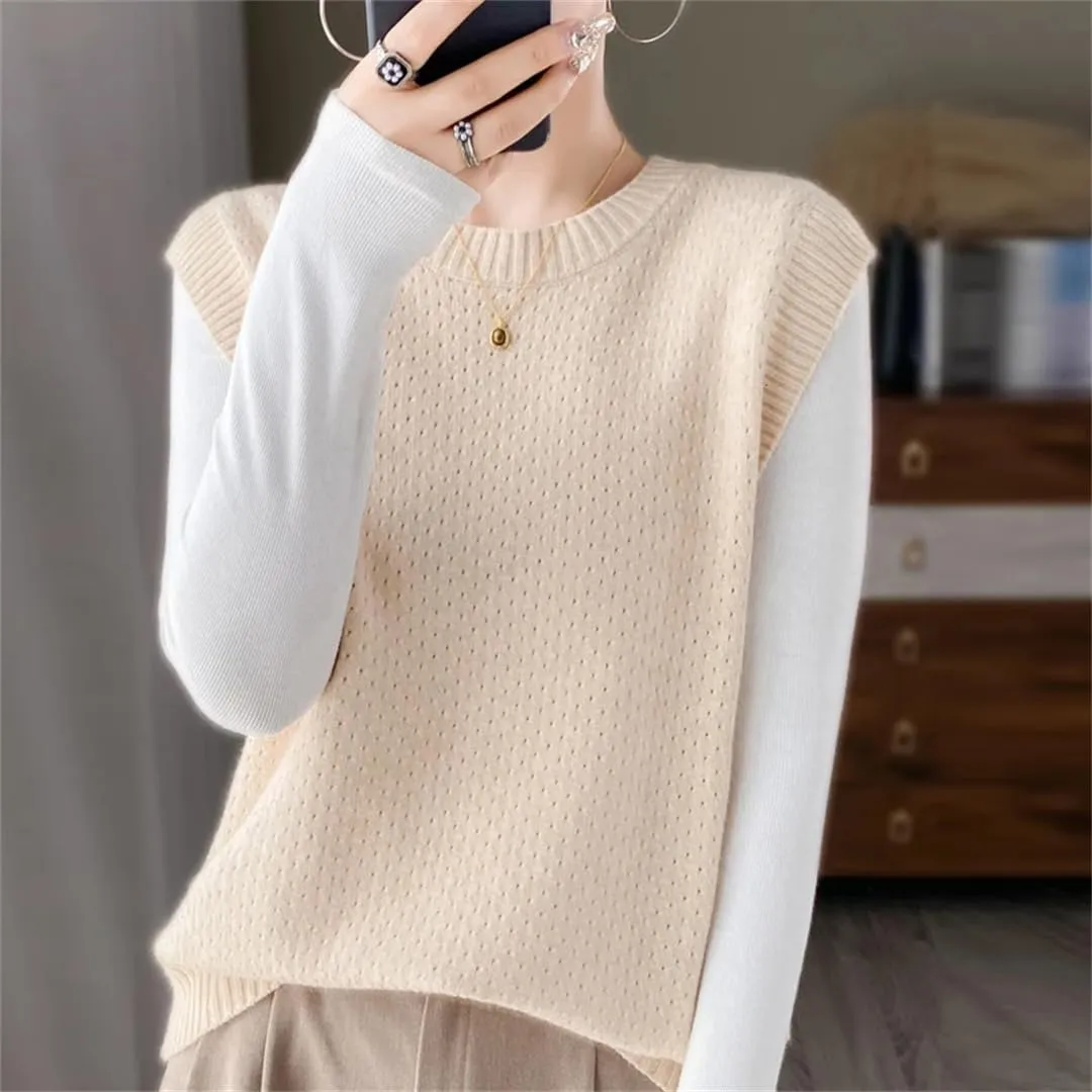 Women's Cashmere Vest Knitted Sweater Tank Top Spring Autumn Sleeveless Sweater Pullover
