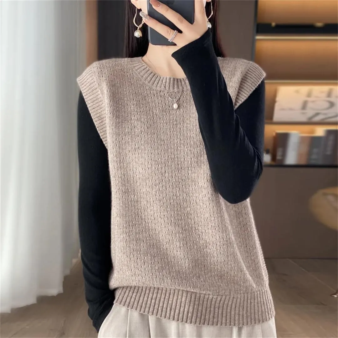 Women's Cashmere Vest Knitted Sweater Tank Top Spring Autumn Sleeveless Sweater Pullover