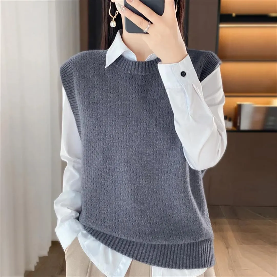 Women's Cashmere Vest Knitted Sweater Tank Top Spring Autumn Sleeveless Sweater Pullover