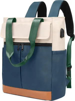 Women's Convertible Daypack Laptop Backpack, Computer Backpack Work Backpack with USB Charging Port