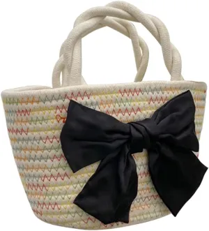 Women’s Cotton Tote Bags Handmade Tote Handbags with Bow Twisted Handles Summer Beach Bag Travel Shopping Handbag