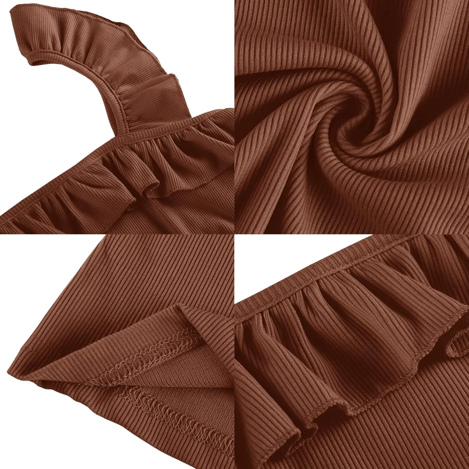 Womens Cute Sleeveless Tank Tops Ruffle Strap Square Neck Blouse Solid Color Knitted Camisole