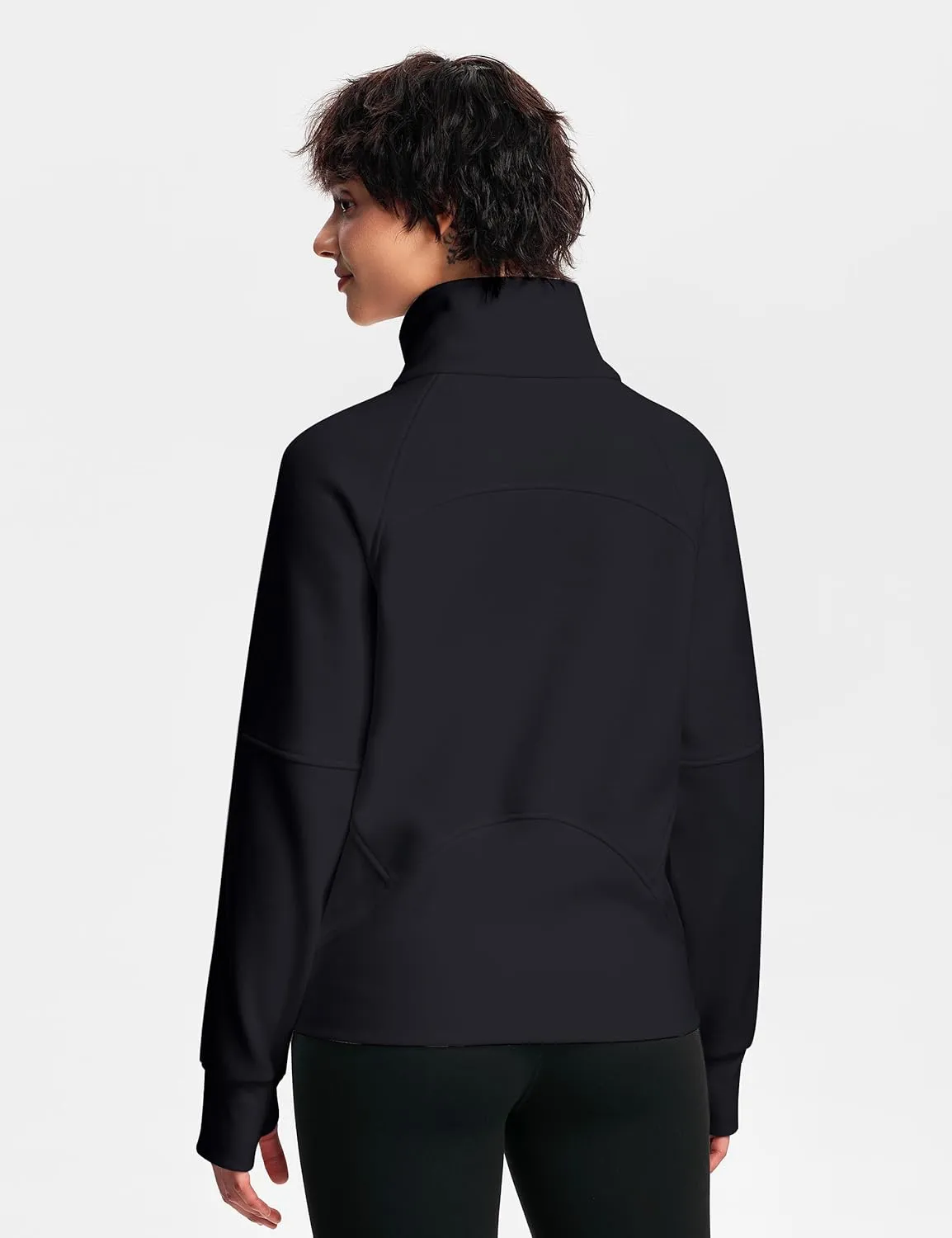 Womens Fleece Lined Half Zip Pullover Cotton Winter Warm Scuba Sweatshirt for Women with Thumbhole Pocket