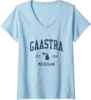 Womens Gaastra MI Vintage Athletic Sports JSN1 V-Neck T-Shirt