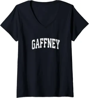 Womens Gaffney South Carolina SC Vintage Athletic Sports Design V-Neck T-Shirt