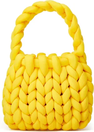 Women's Knit Clutch Bag Handmade Woven Polyeater Knit Satchel Purse Handbag Shoulder Solid Color Bag