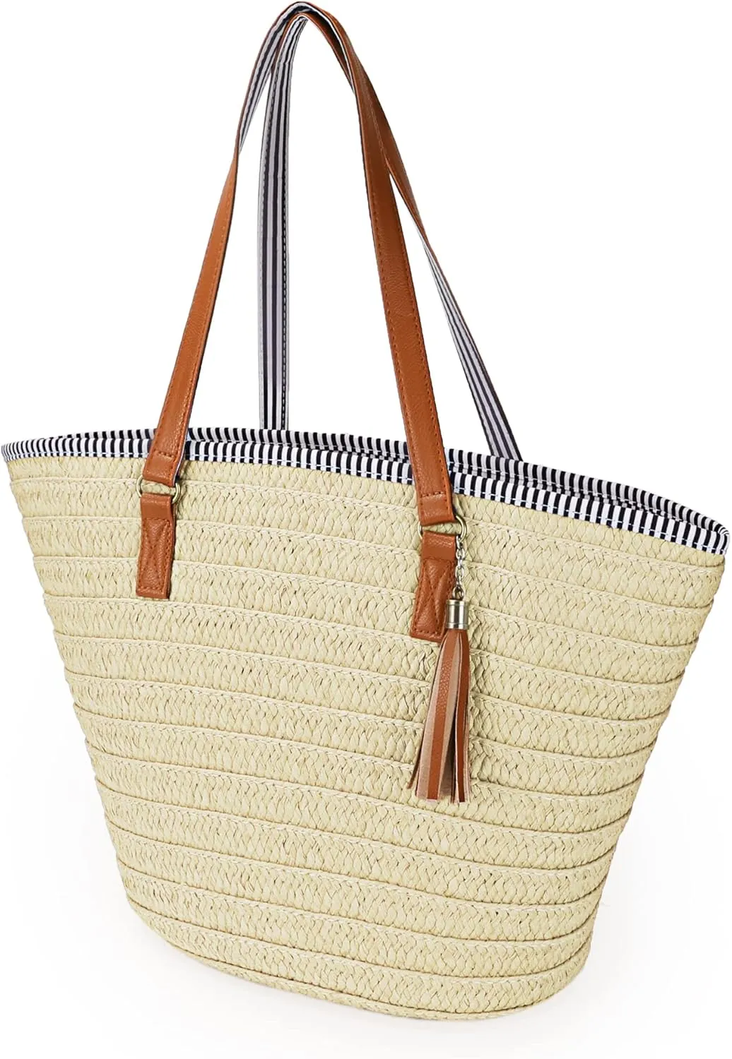 Womens Large Straw Shoulder Bag Beach Tote Handbag Purse with Tassel for Summer