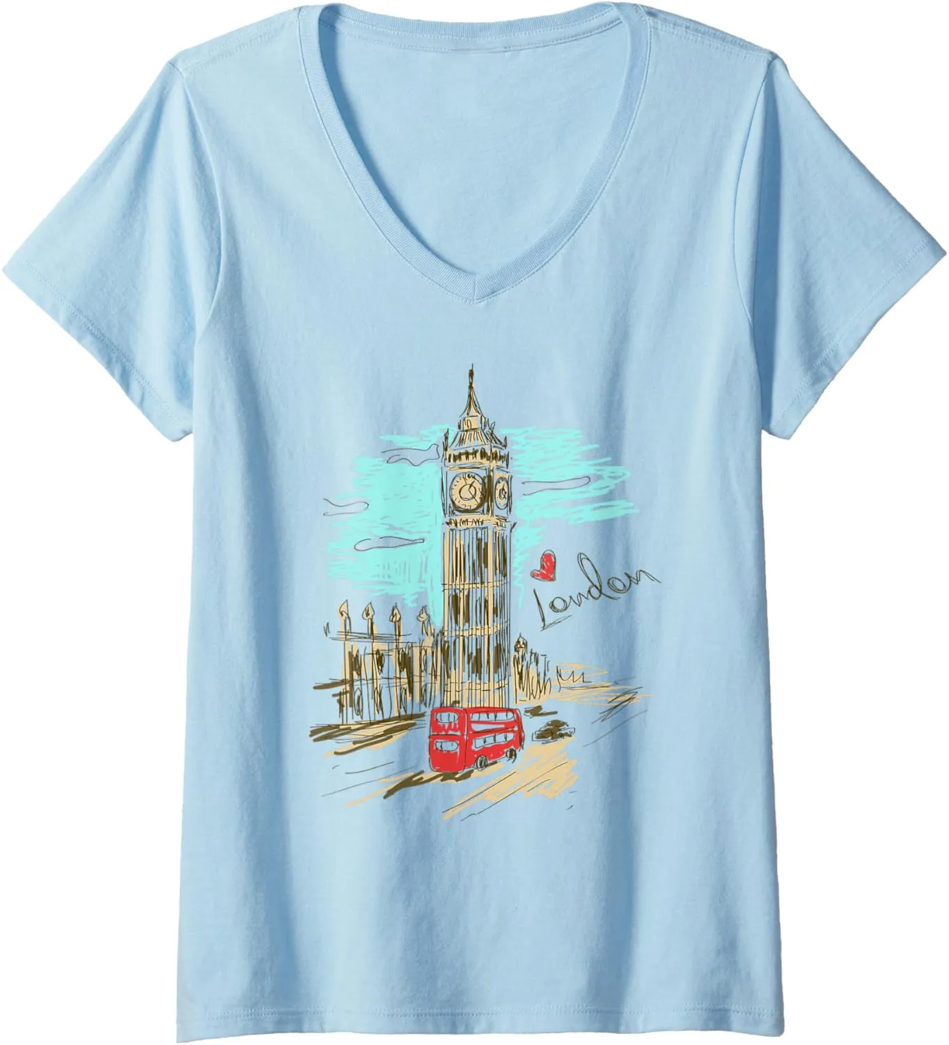 Womens London England Vintage - Retro Souvenir Travel Love London V-Neck T-Shirt