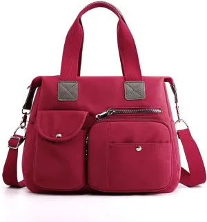 Women’s Nylon Crossbody Bag Multi Pocket Satchel Lightweight Shoulder Bag Large Capacity Tote Handbag for Travel Work