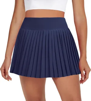 Womens Pleated Tennis Skirts with Pocket Shorts High Waisted Skorts Lightweight Golf Skirt Flowy Athletic Skort