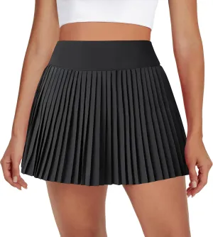 Womens Pleated Tennis Skirts with Pocket Shorts High Waisted Skorts Lightweight Golf Skirt Flowy Athletic Skort