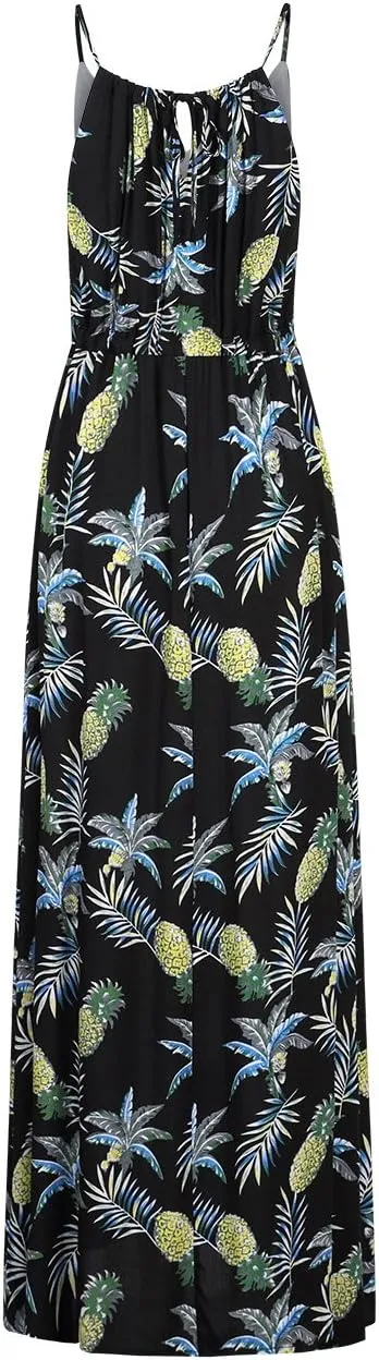 Women's Strap Maxi Hawaiian V Neck Floral Casual Beach Dresses