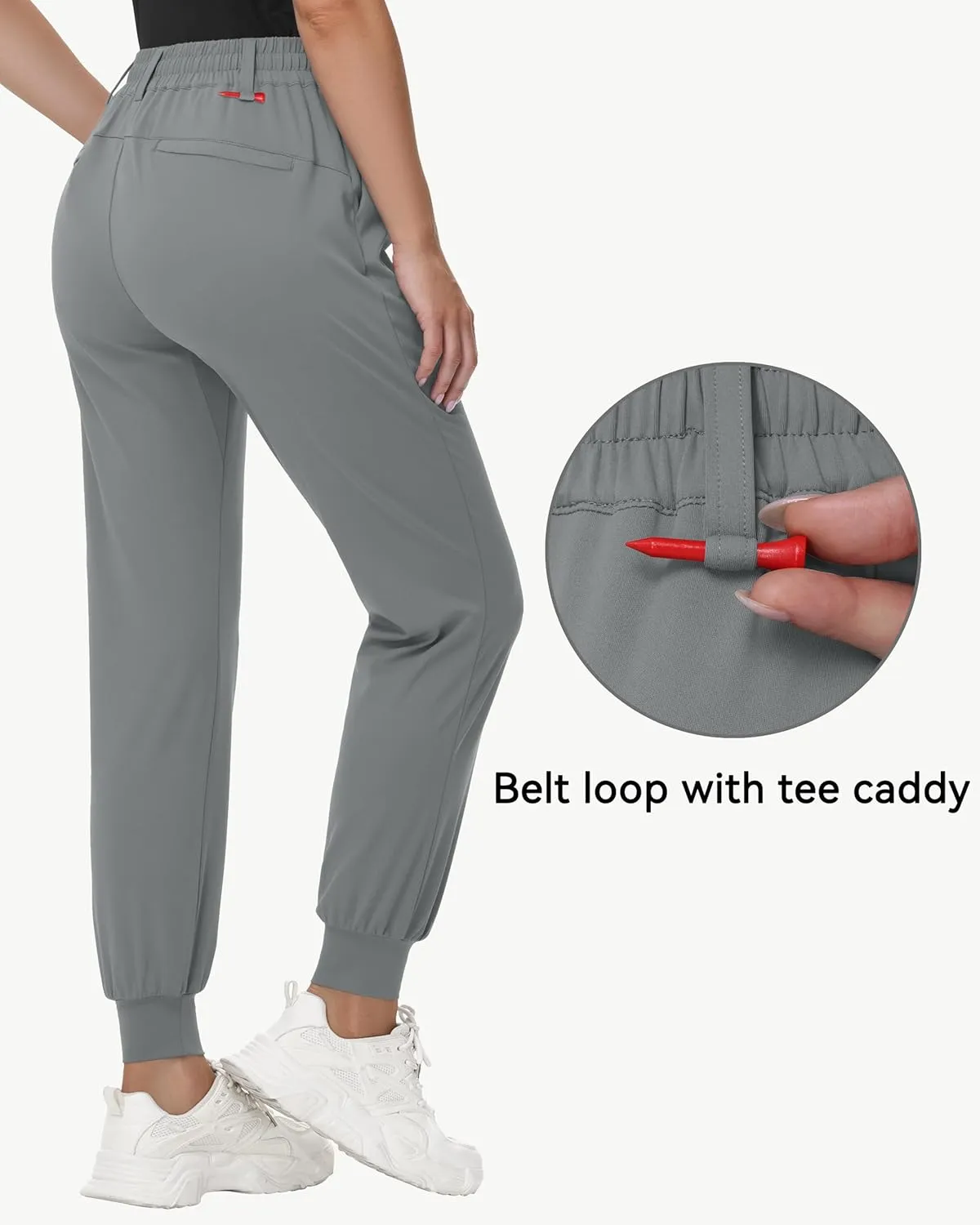 Women's Stretch Golf Joggers Pants - Tapered Athletic Casual Work Dress Travel Sweatpants with Zipper Pockets UP50