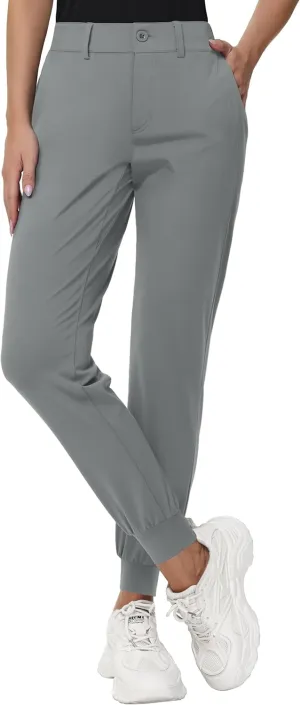 Women's Stretch Golf Joggers Pants - Tapered Athletic Casual Work Dress Travel Sweatpants with Zipper Pockets UP50