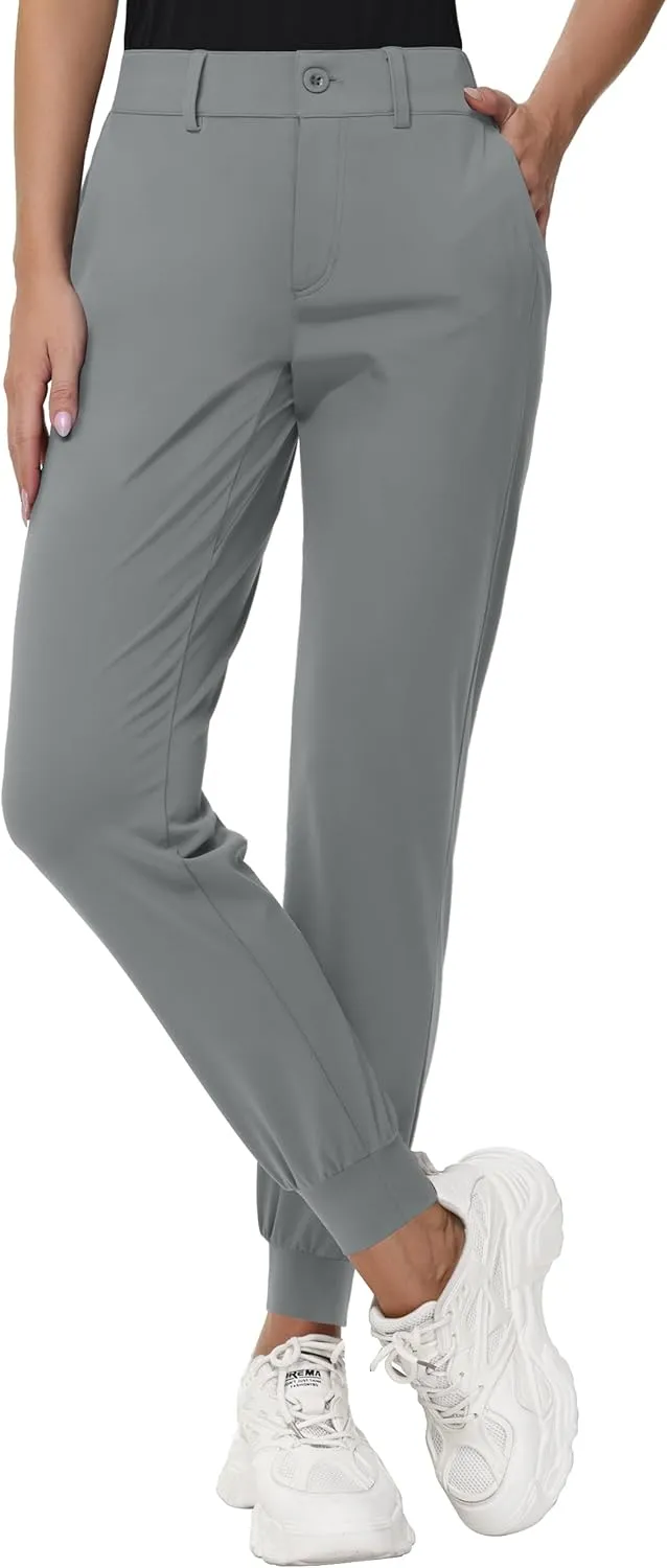 Women's Stretch Golf Joggers Pants - Tapered Athletic Casual Work Dress Travel Sweatpants with Zipper Pockets UP50