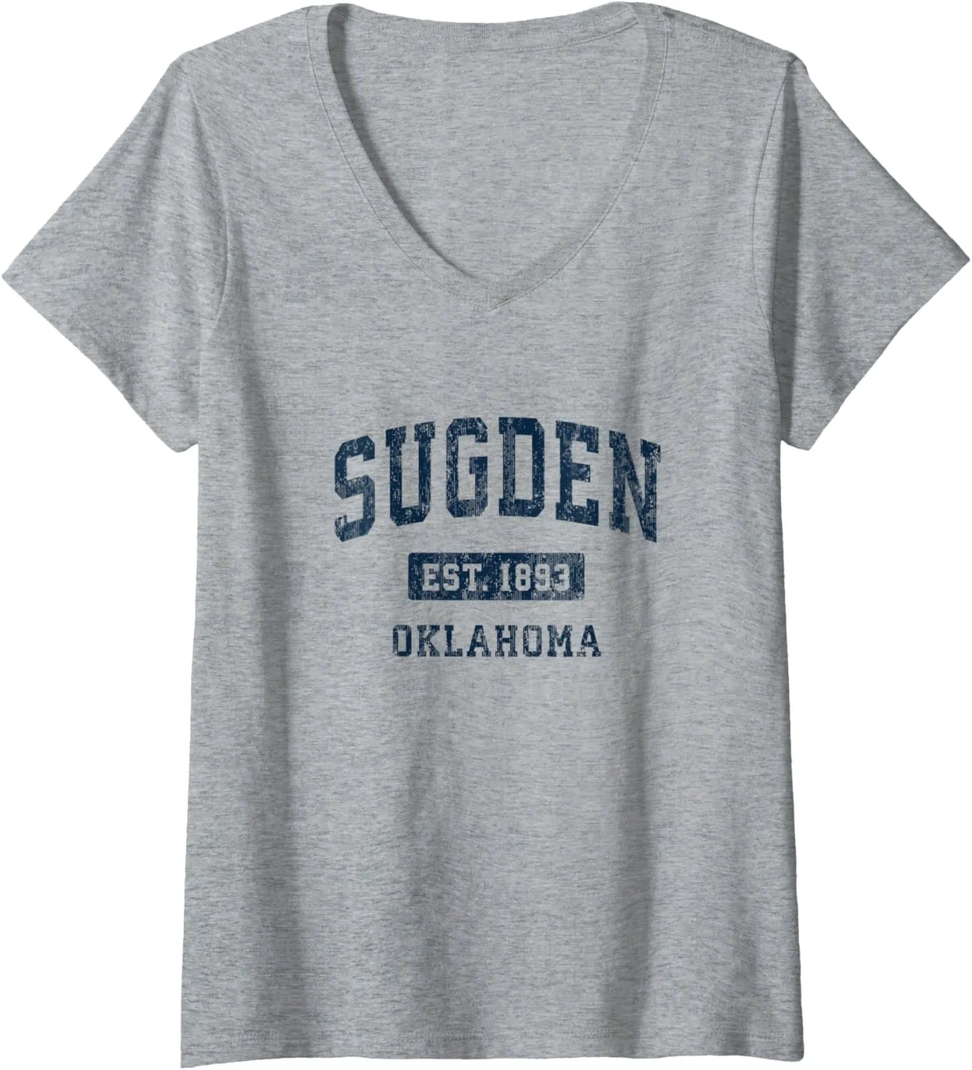 Womens Sugden Oklahoma OK Vintage Athletic Sports Design V-Neck T-Shirt