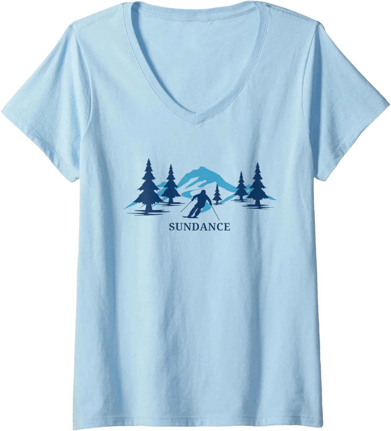 Womens Sundance Utah Ski Resort Skiing Skier V-Neck T-Shirt