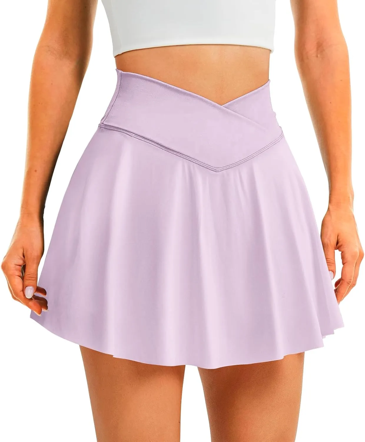 Womens Tennis Skirt with Pockets Shorts Crossover High Waisted Athletic Skorts Skirts for Golf Running Workout