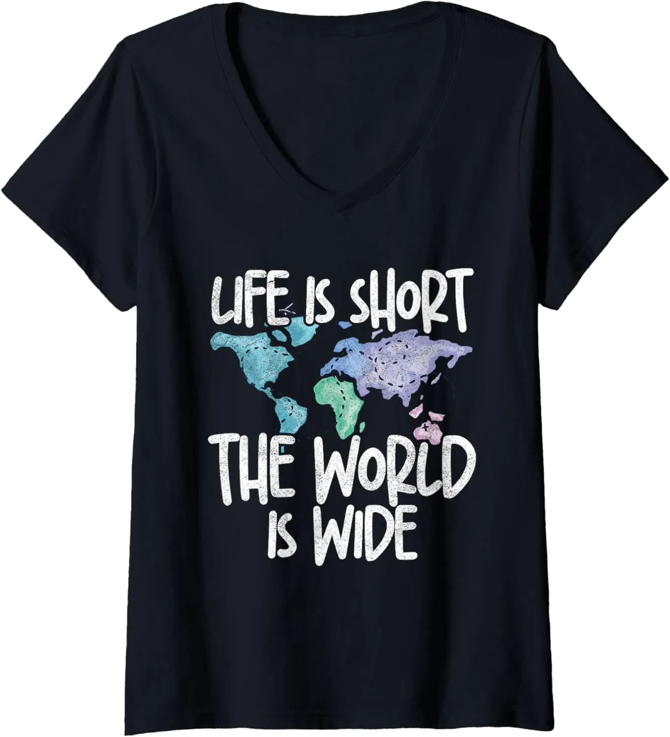 Womens Travel Explore Outdoors Wanderlust Tourism Tourist Landscape V-Neck T-Shirt