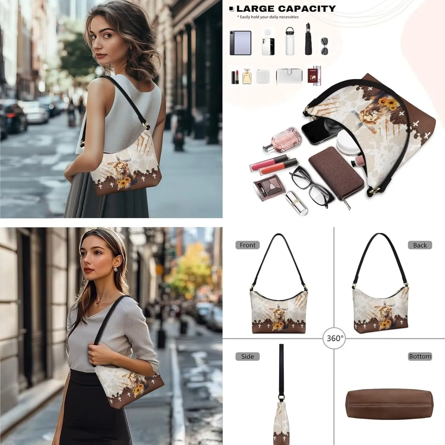Womens Underarm Purse Top-Handle Shoulder Bag with Wallet Pu Leather Hobo Bag Purse Clutch Handbags